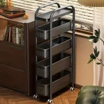 1 Multi-Tier Rolling Storage Trolley with Wheels | Kitchen Pantry Multi-Functional Trolley, Kitchen Storage Basket, Bathroom