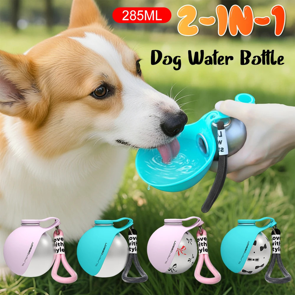 285ml Leak-Proof Spherical Pet Water Bottle, 2-in-1 Portable Dog Water Dispenser with Bowl for Travel Walking Hiking Camping - AliExpress 15