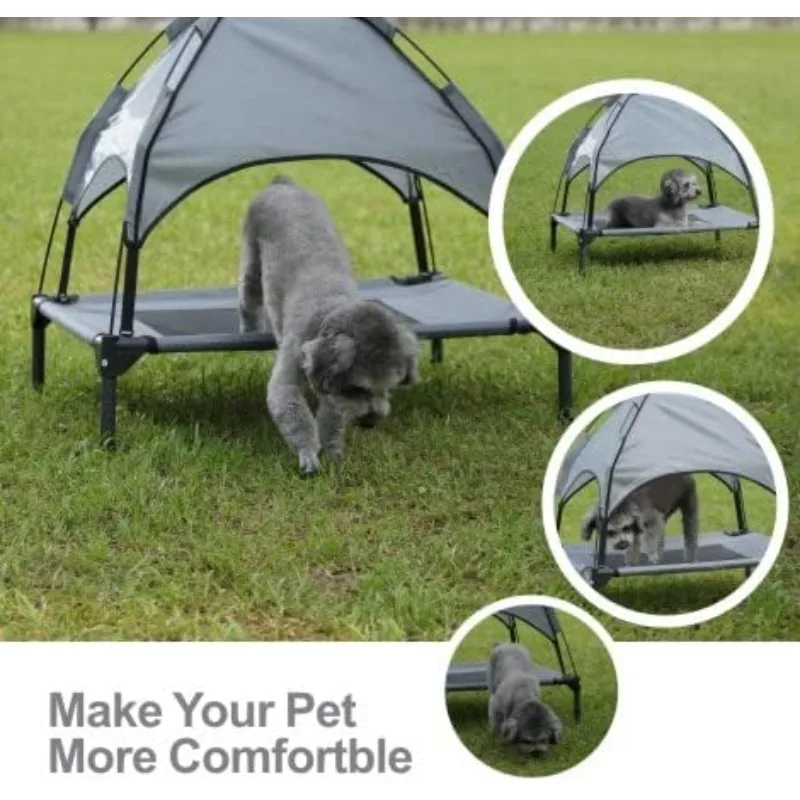 30 Inch Elevated Dog Cot With Detachable Shade Canopy Outdoor Raised Pet Bed for Small Dogs - AliExpress 15 - Image 6