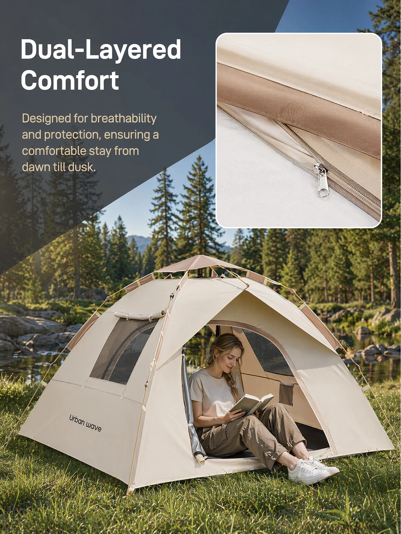 Automatic Pop-up Camping Tent, Windproof, Sunproof, and Waterproof, Suitable for Park Camping Trips, Wilderness Hiking and Adventure, Beach Family Vacations, Portable and Foldable, the Perfect Holiday Gift. - AliExpress 18 - Image 3
