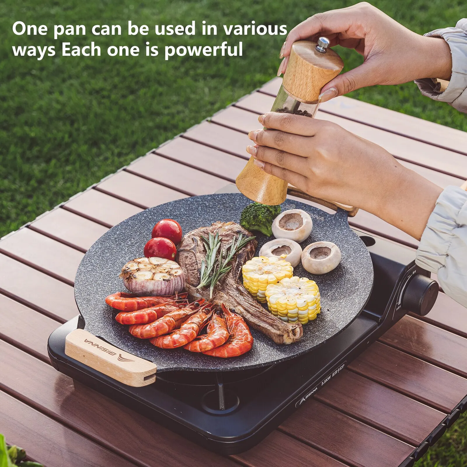 BISINNA 30CM Outdoor BBQ Grill Pan Non Stick Stovetop Baking Tray Korean Roastig Grill Plate Camping Equipment - AliExpress 18 - Image 2