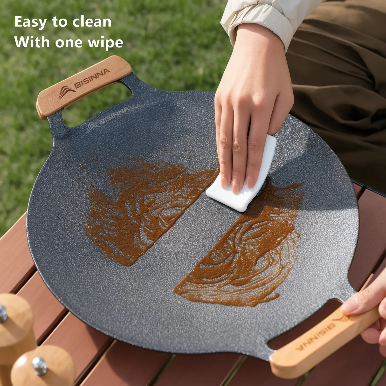 BISINNA 30CM Outdoor BBQ Grill Pan Non Stick Stovetop Baking Tray Korean Roastig Grill Plate Camping Equipment - AliExpress 18 - Image 5
