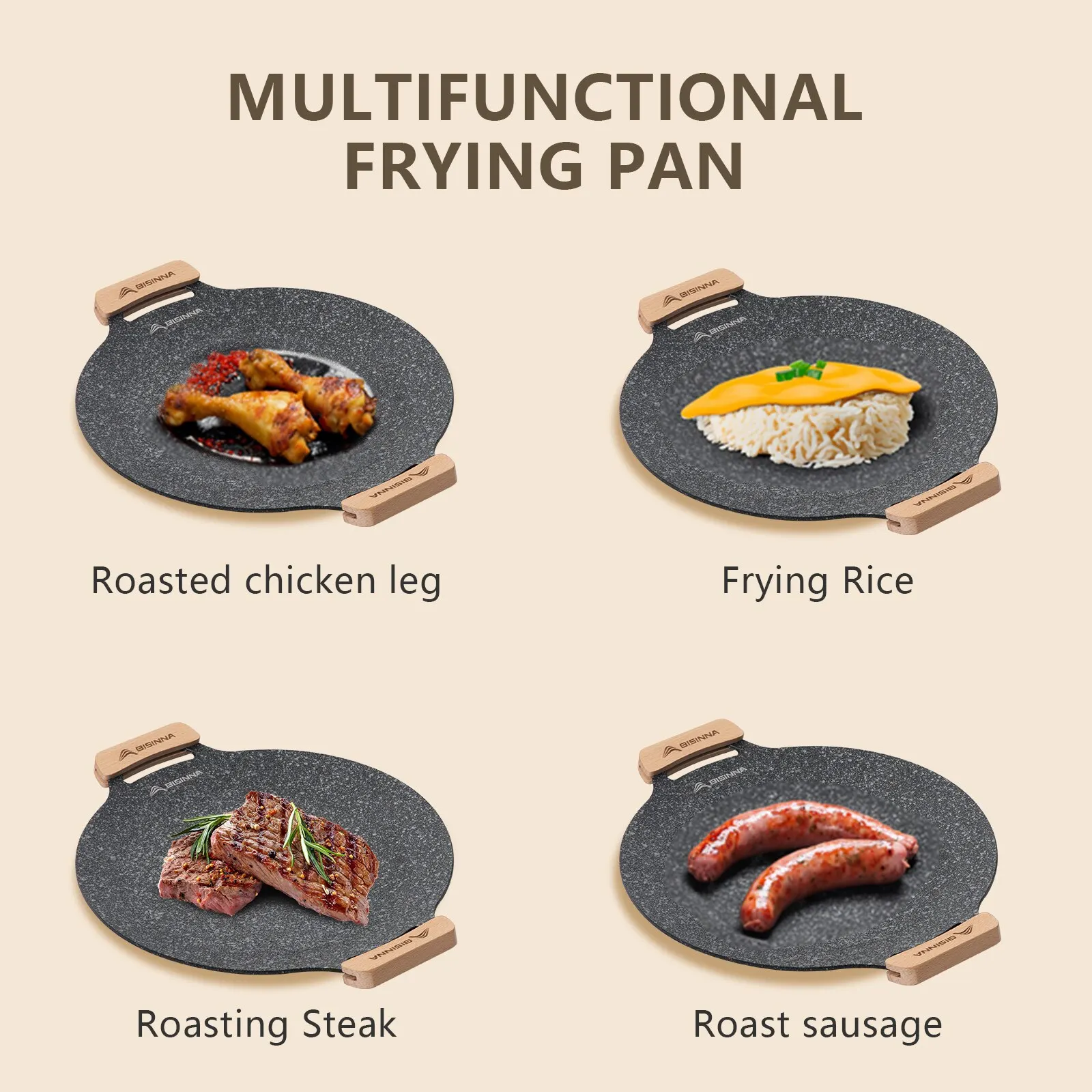 BISINNA 30CM Outdoor BBQ Grill Pan Non Stick Stovetop Baking Tray Korean Roastig Grill Plate Camping Equipment - AliExpress 18 - Image 6
