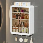 Wall Hanging Bathroom Storage Cabinet White Plastic