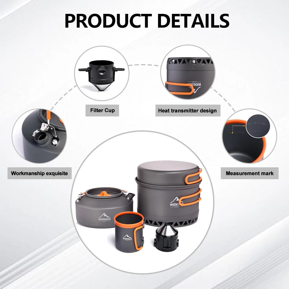 Camping Tableware Outdoor Cookware Set Pots Tourist kettle coffee cup filte Kitchen Equipment Gear Utensils Hiking Picnic Travel - AliExpress 18 - Image 6