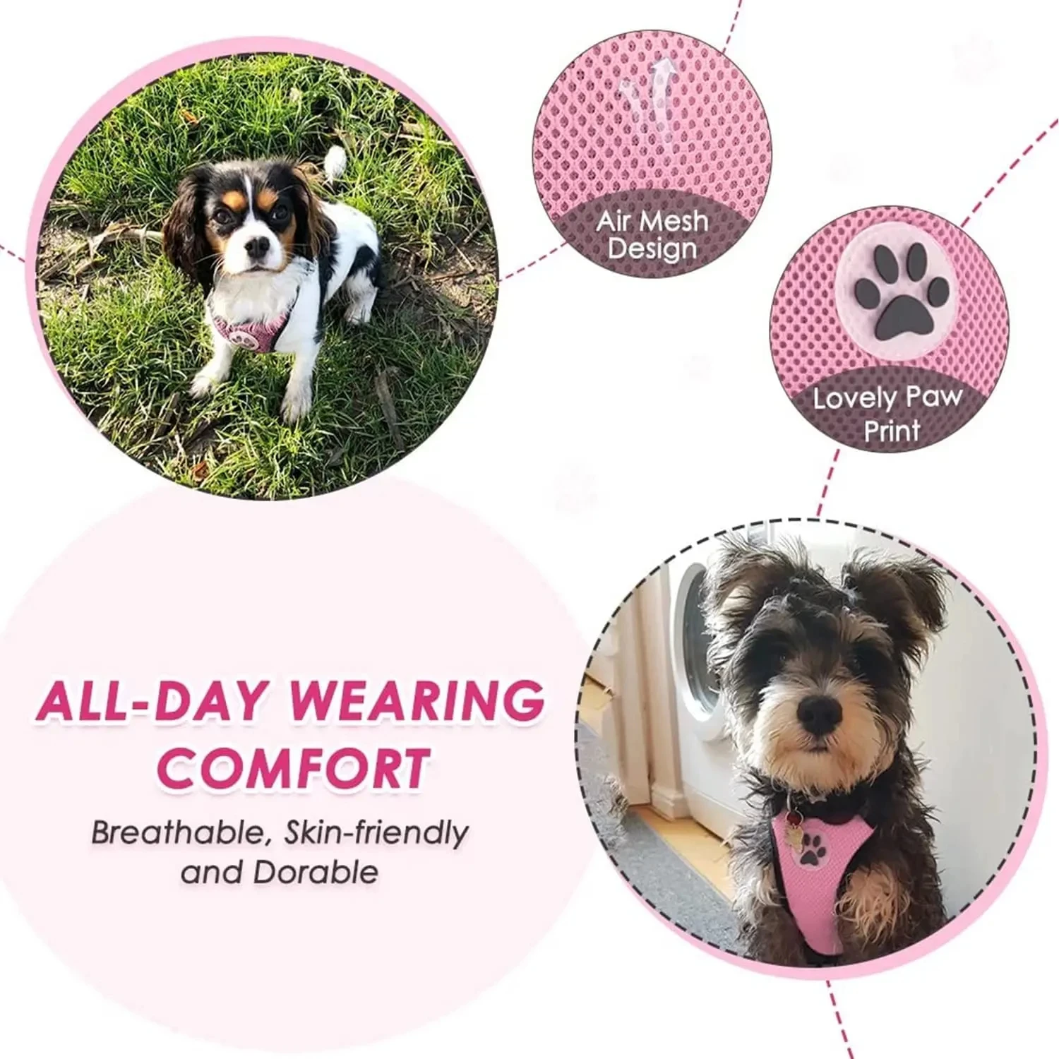 Dog Car Harness Seatbelt Set, Dog Vest Harness Adjustable with Breathable Mesh & Vehicle Safety Seat Belt Tether with Elastic - AliExpress 15 - Image 2