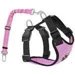 Dog Car Harness Seatbelt Set, Dog Vest Harness Adjustable with Breathable Mesh & Vehicle Safety Seat Belt Tether with Elastic - AliExpress 15