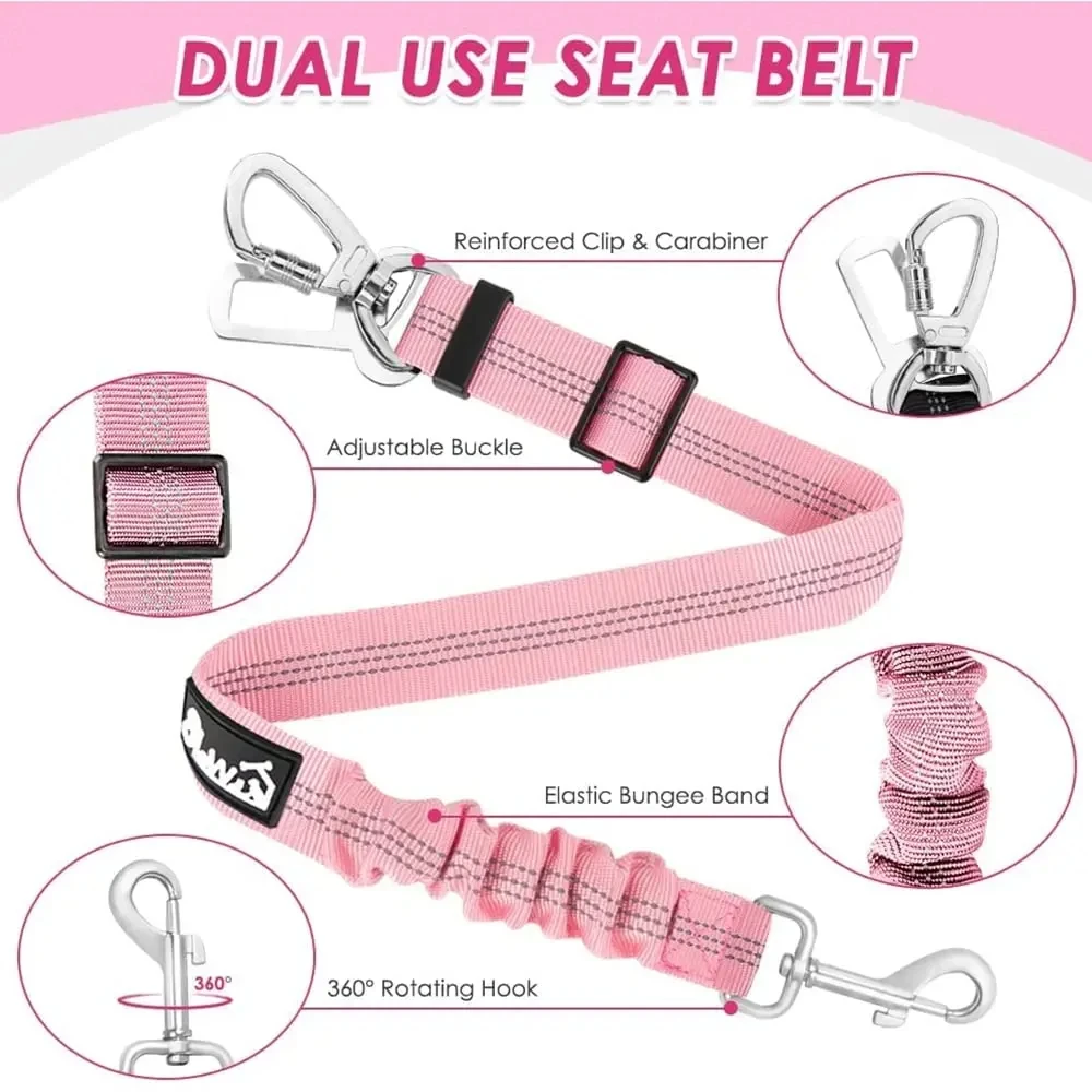 Dog Car Harness Seatbelt Set, Dog Vest Harness Adjustable with Breathable Mesh & Vehicle Safety Seat Belt Tether with Elastic - AliExpress 15 - Image 4