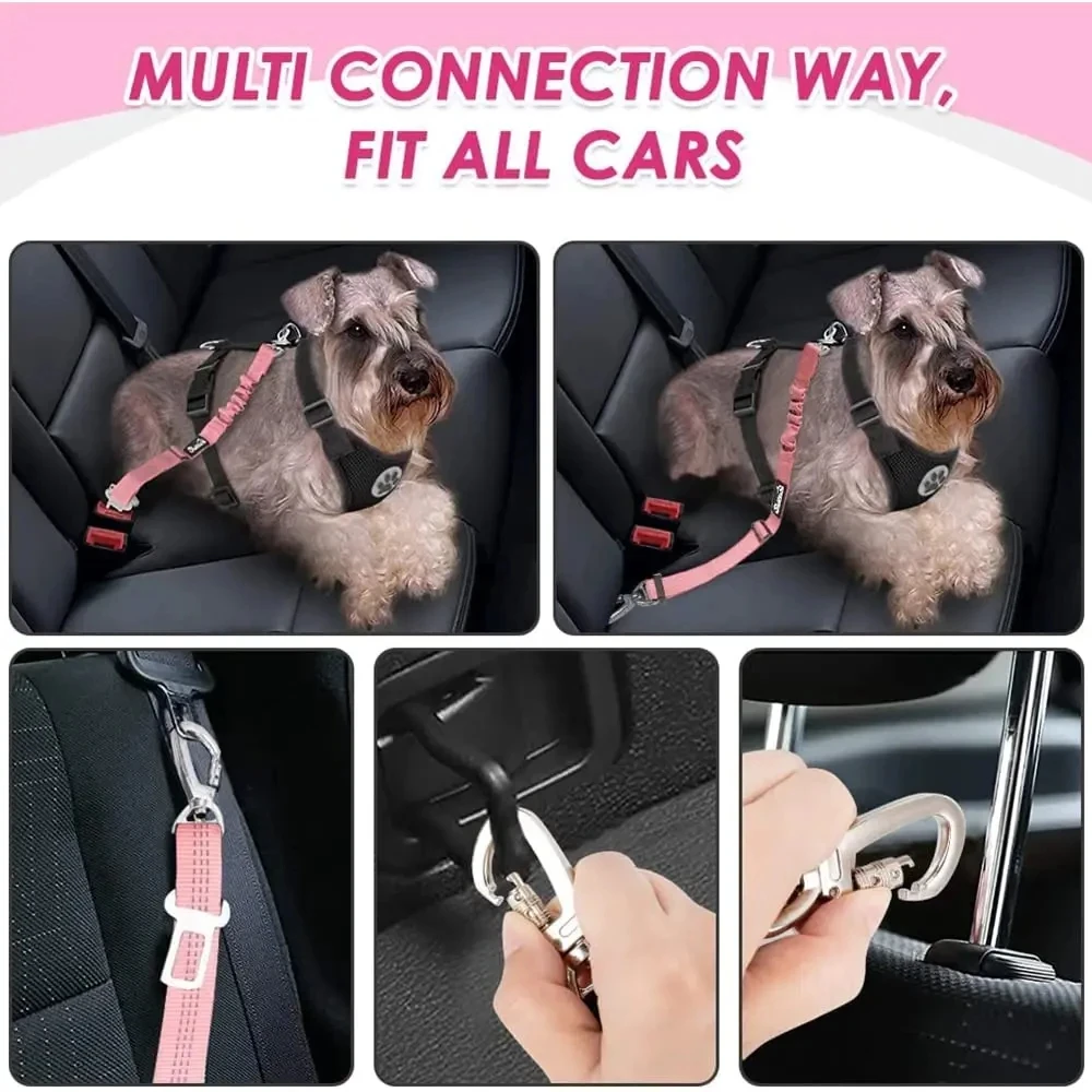 Dog Car Harness Seatbelt Set, Dog Vest Harness Adjustable with Breathable Mesh & Vehicle Safety Seat Belt Tether with Elastic - AliExpress 15 - Image 5