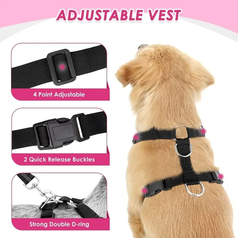 Dog Car Harness Seatbelt Set, Dog Vest Harness Adjustable with Breathable Mesh & Vehicle Safety Seat Belt Tether with Elastic - AliExpress 15 - Image 6