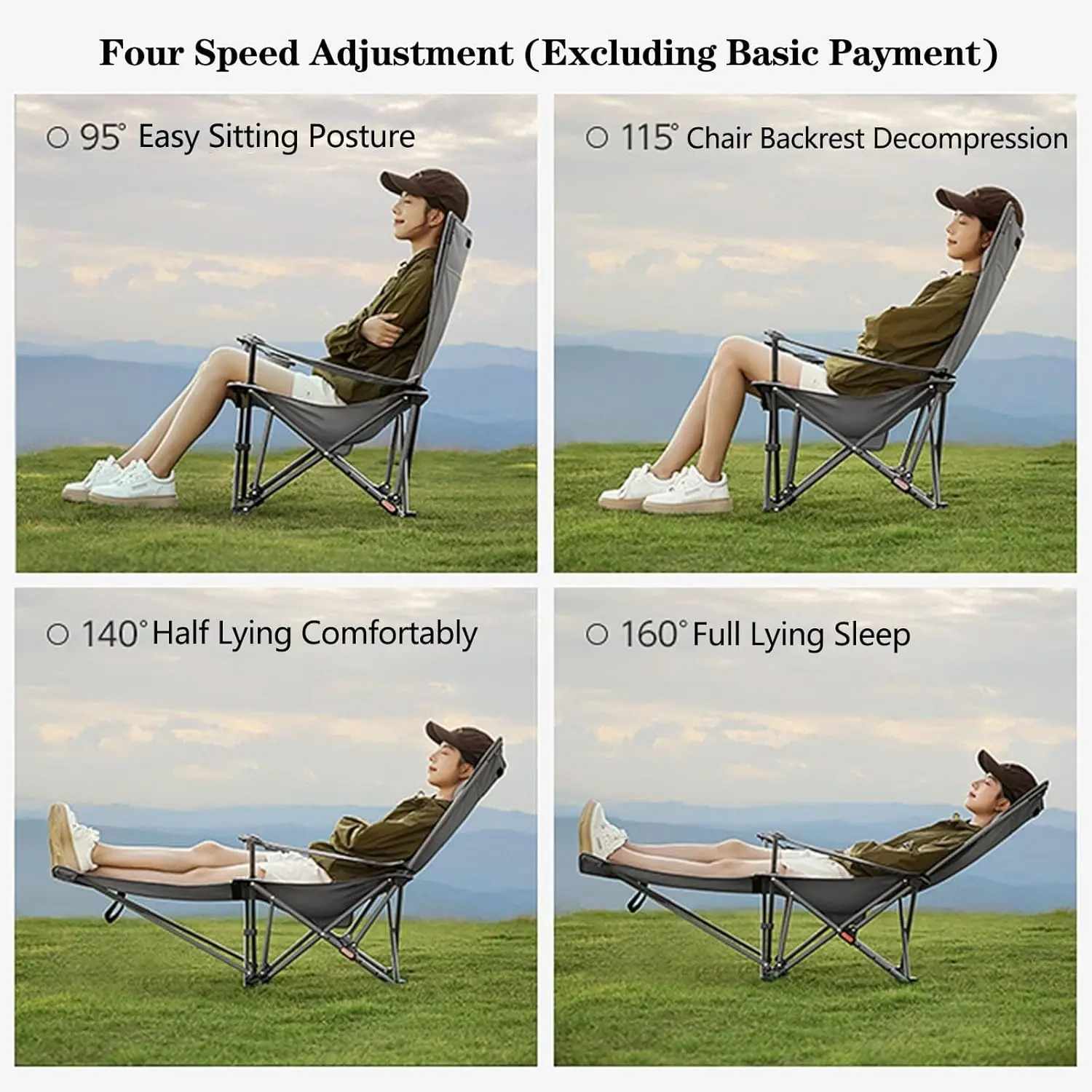 Folding Camping Chair with Armrests, Portable Outdoor Lawn Chair with Detachable Headrest Lightweight Fishing Chair for Picnic - AliExpress 1503 - Image 3