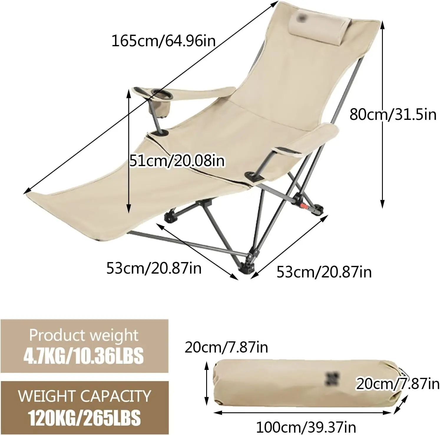 Folding Camping Chair with Armrests, Portable Outdoor Lawn Chair with Detachable Headrest Lightweight Fishing Chair for Picnic - AliExpress 1503 - Image 4