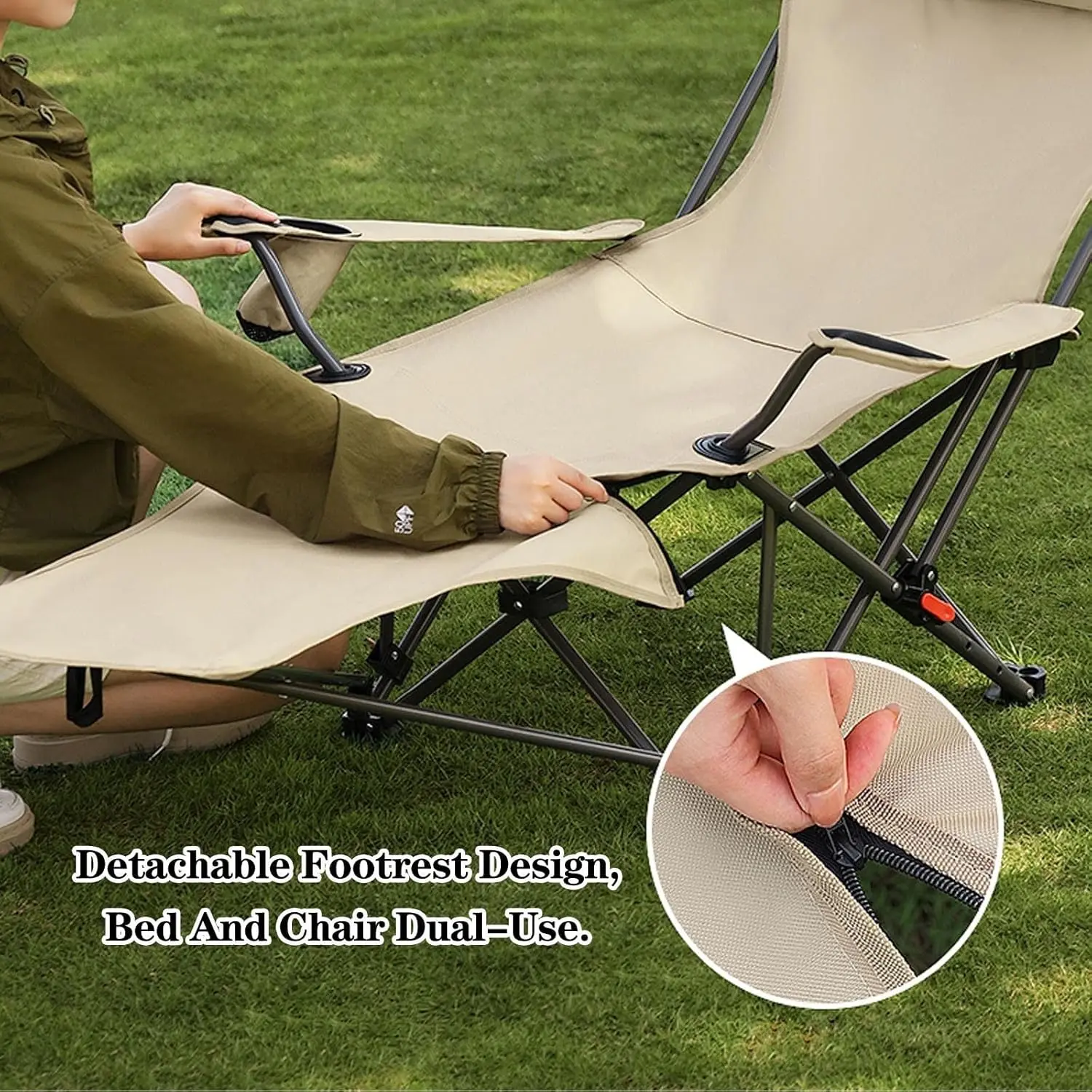 Folding Camping Chair with Armrests, Portable Outdoor Lawn Chair with Detachable Headrest Lightweight Fishing Chair for Picnic - AliExpress 1503 - Image 6