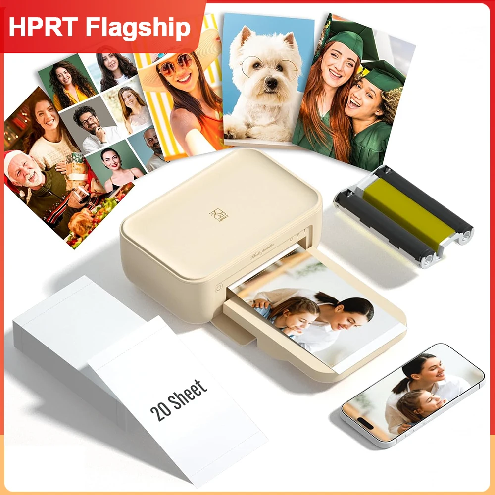 HPRT CP4100 Thermal Photo Printer 4x6 inch Bluetooth Wireless Desktop Instant Picture Printer With 20 Sheets Paper & Ribbon