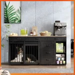 Heavy Duty Wooden Dog Crate Furniture with Storage Drawers Shelves Indoor Dog House Kennel Table TV Stand Pet Bed for Large - AliExpress 15