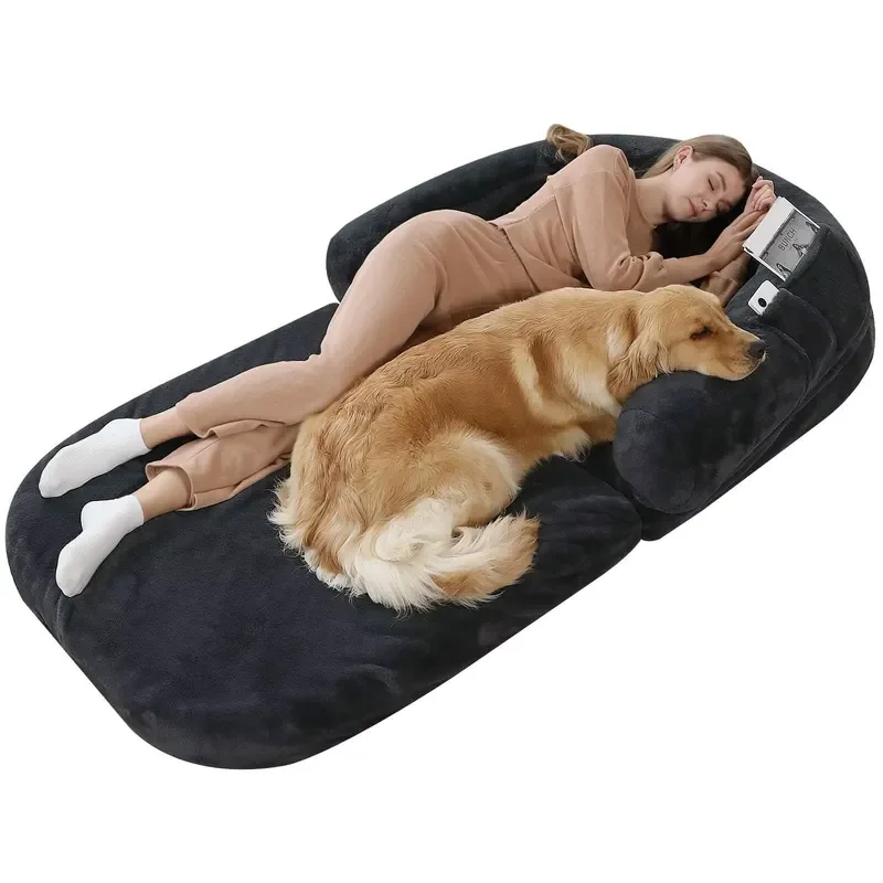 In Stock Luxury Human Dog & Cat Pet Bed Long Plush Memory Foam Removable Washable Two-Way Use All Seasons Semi-Closed Warm - AliExpress 15 - Image 2