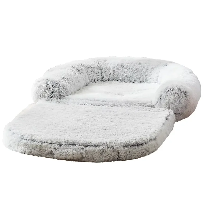In Stock Luxury Human Dog & Cat Pet Bed Long Plush Memory Foam Removable Washable Two-Way Use All Seasons Semi-Closed Warm - AliExpress 15 - Image 5