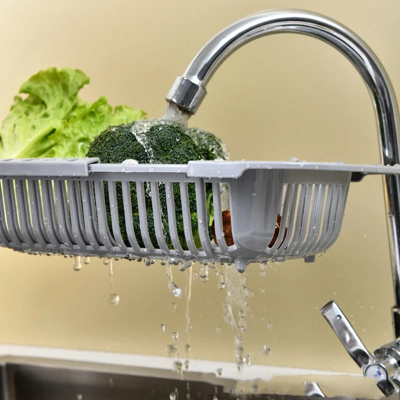 Kitchen Storage Rack Soap Sponge Rack Adjustable Vegetable Drain Basket Sink Rack Retractable Multifunctional Kitchen Tools - Image 3