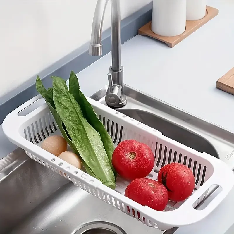 Kitchen Storage Rack Soap Sponge Rack Adjustable Vegetable Drain Basket Sink Rack Retractable Multifunctional Kitchen Tools - Image 4