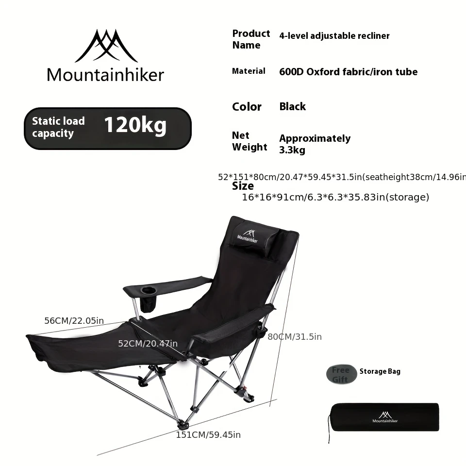 MOUNTAINHIKER 600D Oxford Cloth Folding Chair - Portable Outdoor Camping Chair and Beach Chair, 4 Adjustable Loungers - AliExpress 18 - Image 3