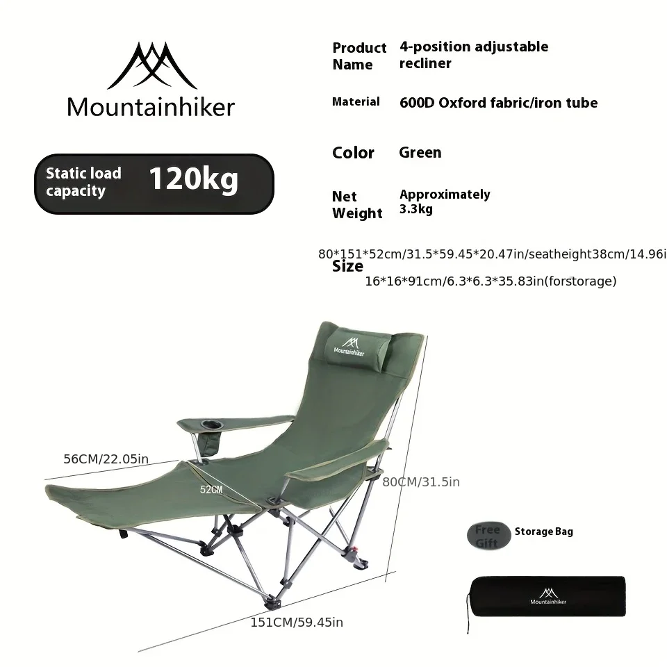 MOUNTAINHIKER 600D Oxford Cloth Folding Chair - Portable Outdoor Camping Chair and Beach Chair, 4 Adjustable Loungers - AliExpress 18 - Image 5