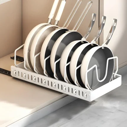 Pull Out Pots Pans Organizer for Under Cabinet Pull Out Cabinet Organizer Storage Pot Lid Organizer holder Adjustable Dividers - AliExpress 15