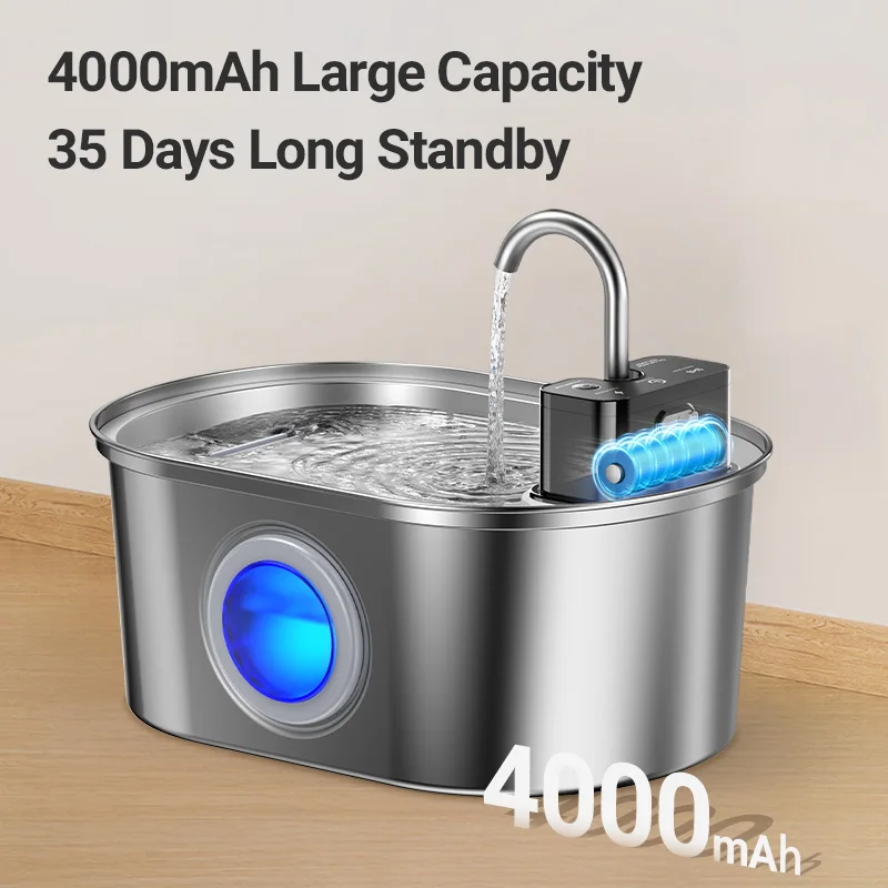 ?ROJECO 3.2L Stainless Steel Cat Water Fountain Wireless Sensor Smart Automatic Dog Water Dispenser Drinking Fountain 4000mAh - AliExpress 15 - Image 3