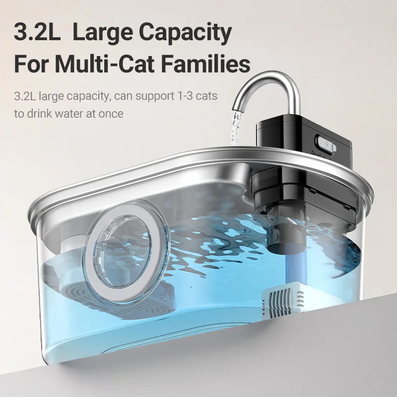 ?ROJECO 3.2L Stainless Steel Cat Water Fountain Wireless Sensor Smart Automatic Dog Water Dispenser Drinking Fountain 4000mAh - AliExpress 15 - Image 5