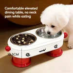 Raised Neck Care Dog Bowl, Anti-Tip Double Feeder, 2-in-1 Food Water Bowl, Portable Elevated Pet Dish for Daily Use - AliExpress 15
