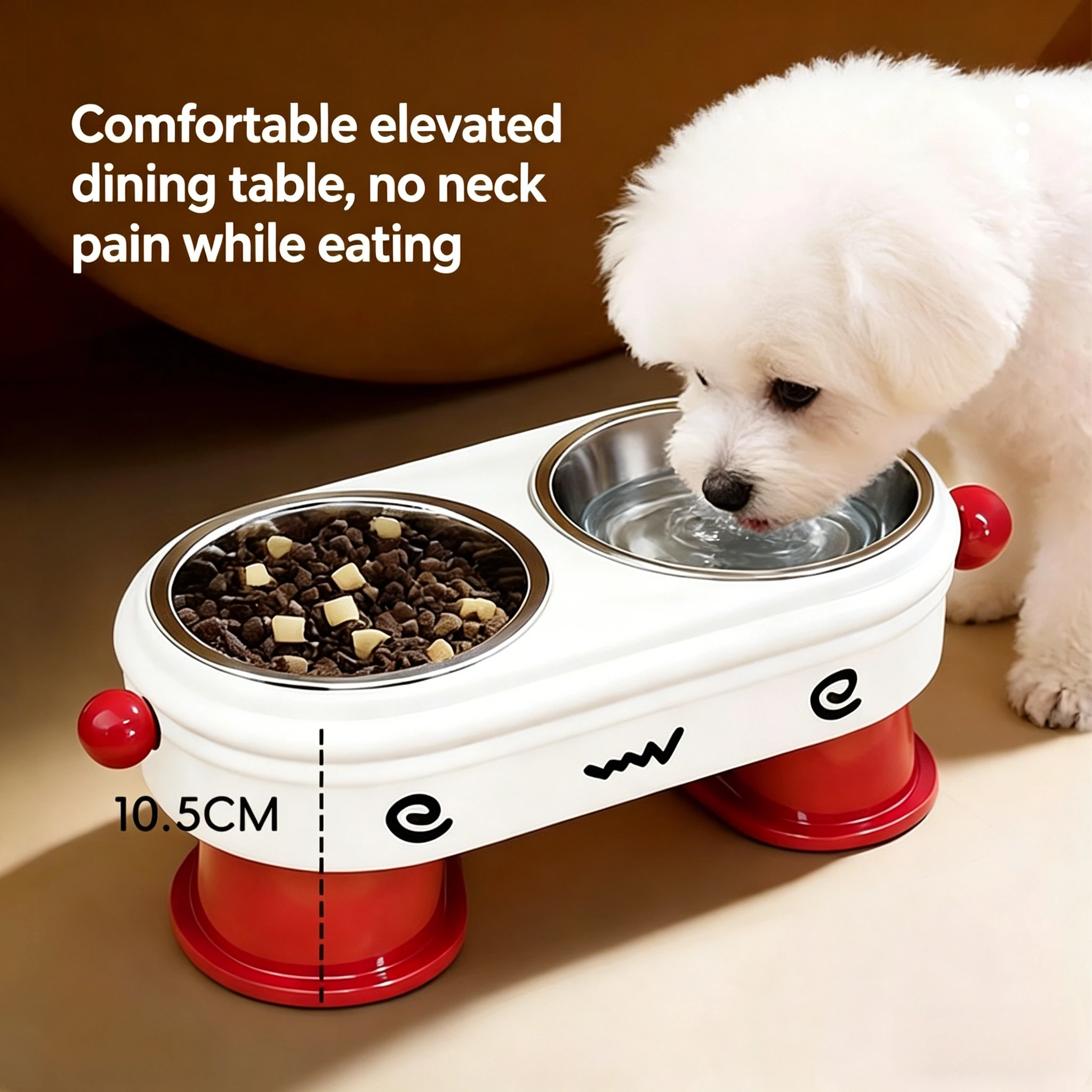 Raised Neck Care Dog Bowl, Anti-Tip Double Feeder, 2-in-1 Food Water Bowl, Portable Elevated Pet Dish for Daily Use - AliExpress 15