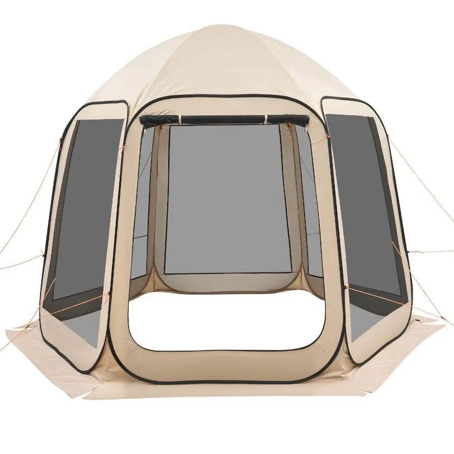 Screen House Tent 10 x 9.2 ft Beige 4-8 Person Pop Up Screened Canopy with Netting Sides Ground Stakes Carry Bag for Garden Pat - AliExpress 18 - Image 2