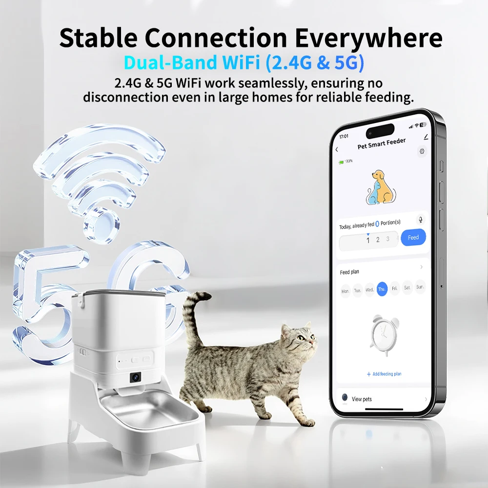 Smart Pet Feeder with 15CM Elevated Camera Tuya App Control for Busy Pet Owners FURPIPI Automatic Cats Dog Food Feeder Dispenser - AliExpress 15 - Image 5