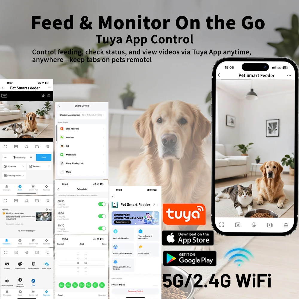 Smart Pet Feeder with 15CM Elevated Camera Tuya App Control for Busy Pet Owners FURPIPI Automatic Cats Dog Food Feeder Dispenser - AliExpress 15 - Image 2