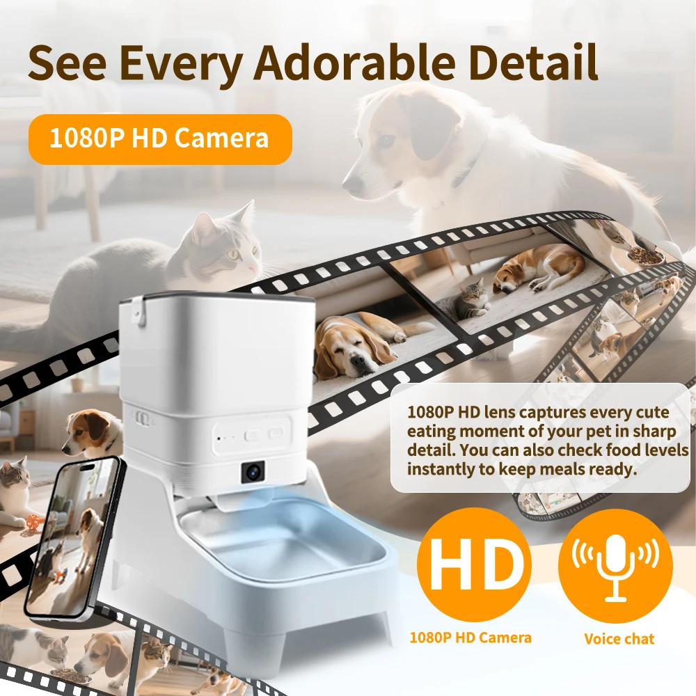 Smart Pet Feeder with 15CM Elevated Camera Tuya App Control for Busy Pet Owners FURPIPI Automatic Cats Dog Food Feeder Dispenser - AliExpress 15 - Image 4