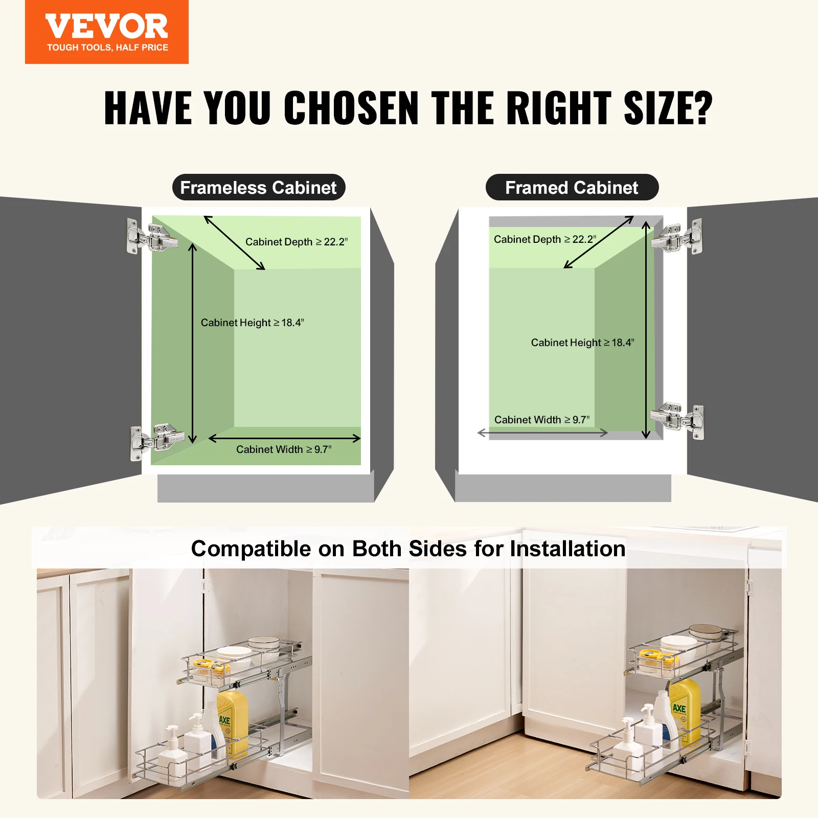 VEVOR Pull Out Cabinet Organizer Heavy Duty Slide Out Pantry Shelves Sliding Drawer Storage for Home Inside Kitchen Cabinet - Image 2