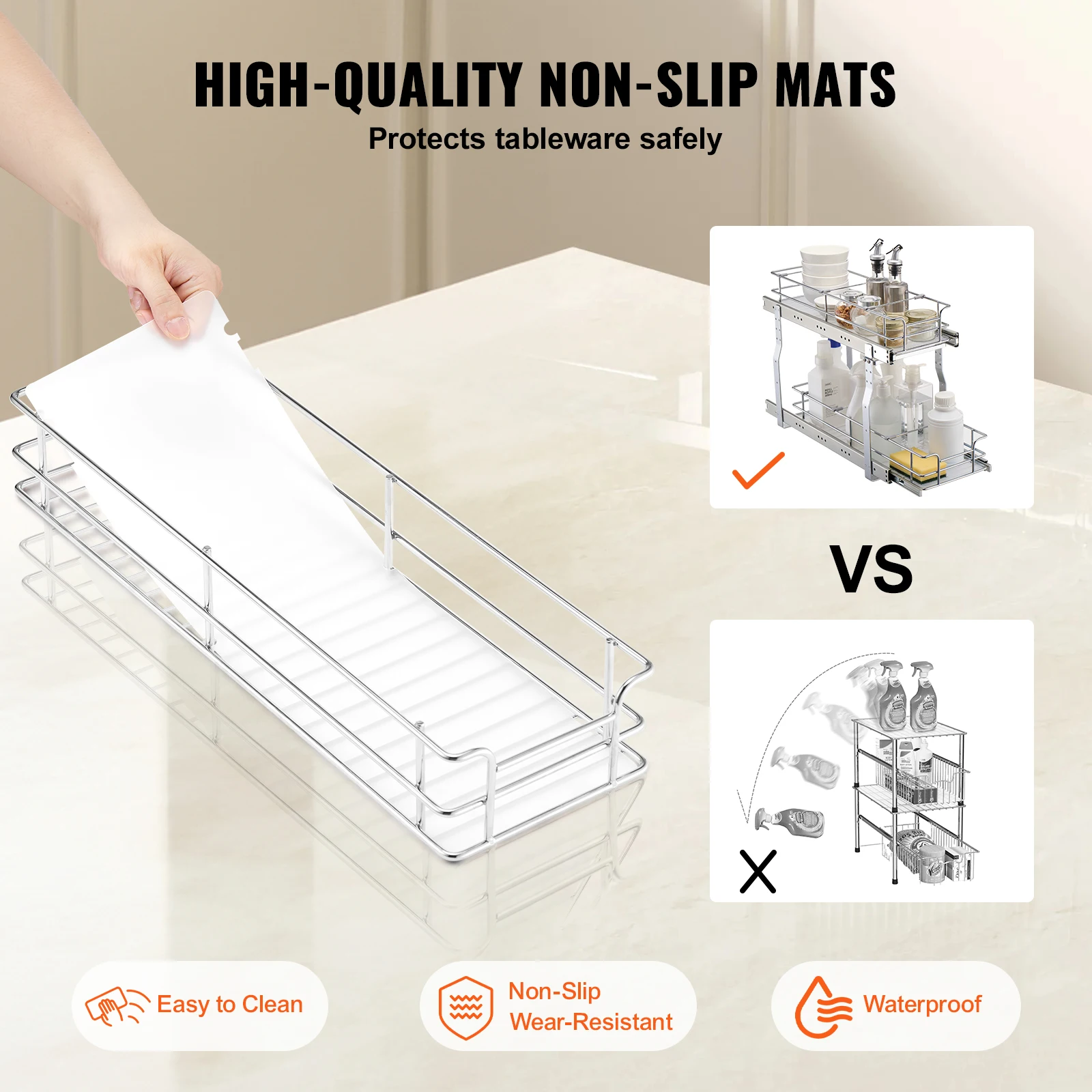 VEVOR Pull Out Cabinet Organizer Heavy Duty Slide Out Pantry Shelves Sliding Drawer Storage for Home Inside Kitchen Cabinet - Image 4