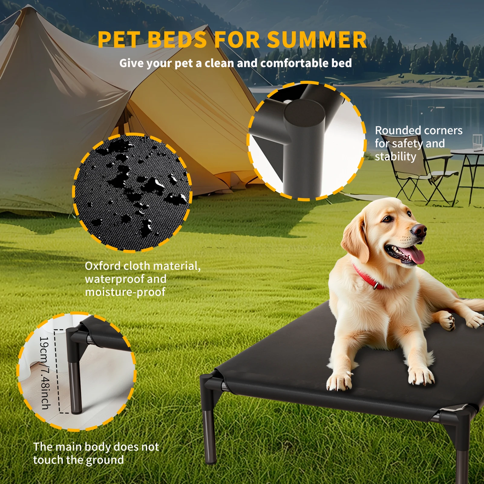 Waterproof Elevated Dog Cot Bed Cooling Raised Pet Bed Breathable Oxford Fabric Indoor Outdoor Use For All Dog Sizes - AliExpress 15 - Image 3