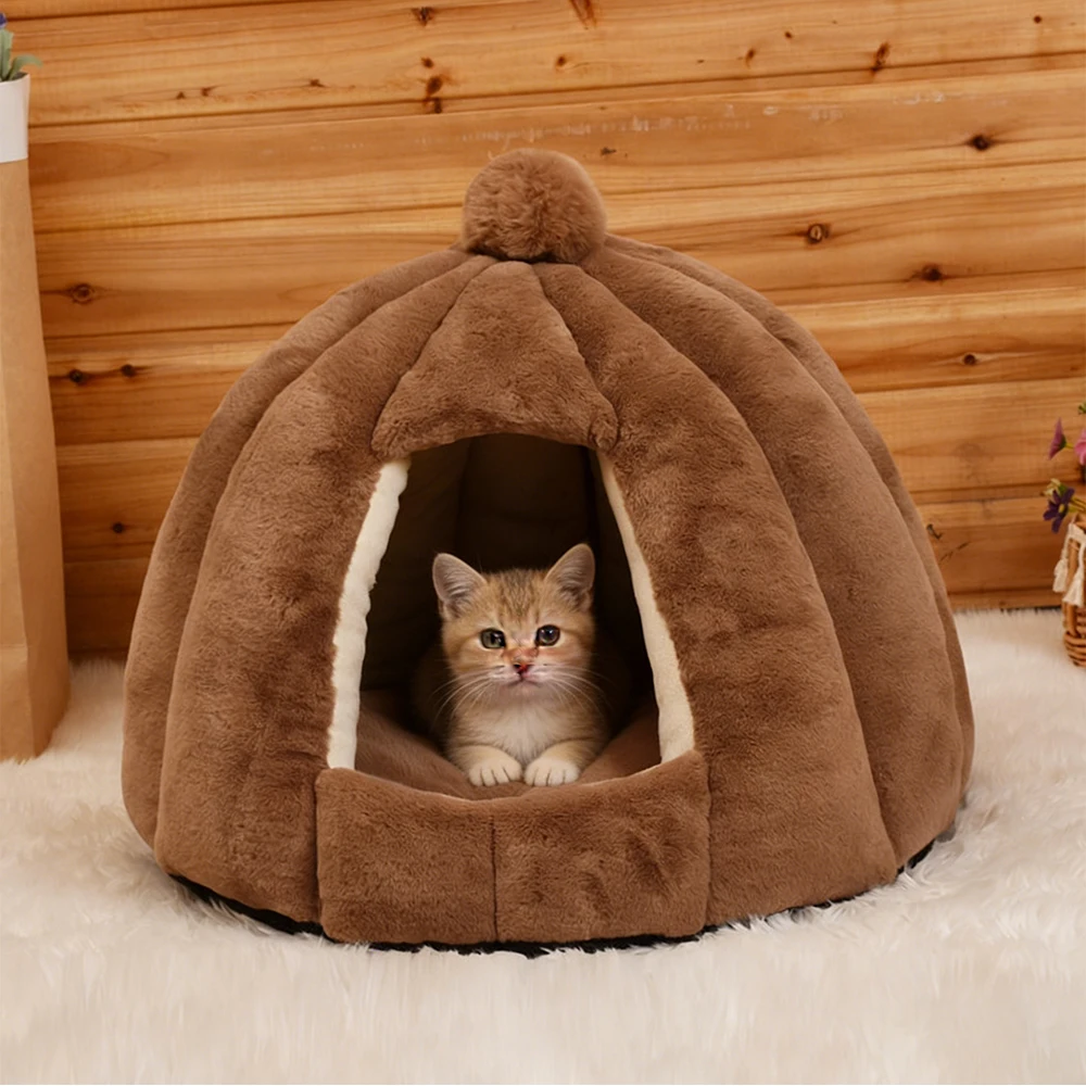 Wholesale Warm Detachable Plush Cat House Bed Indoor - AliExpress 15 - Image 2