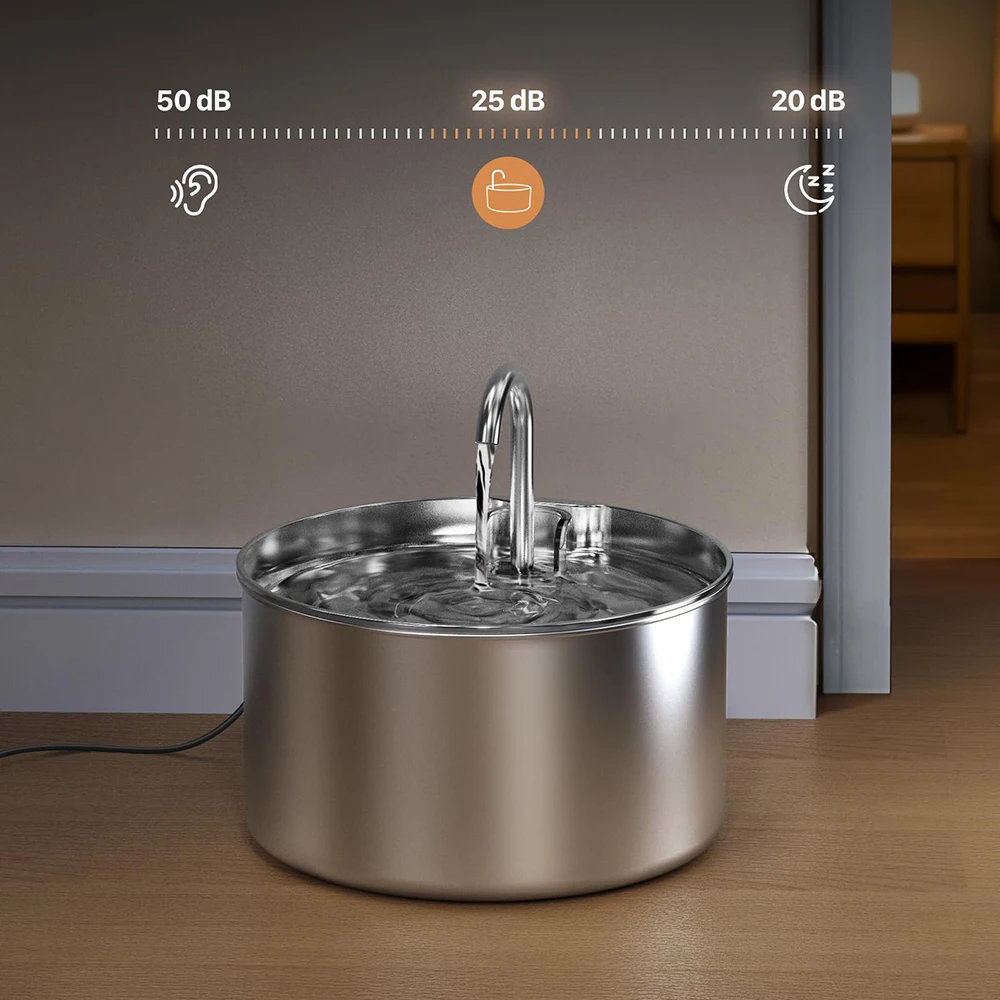 ZYFeeder 2.2L/74oz Cat Automatic Water Fountain Stainless Steel Cat and Dog Pet Drinking Bowl Water Dispenser ( No 5V 1A Plug) - AliExpress 15 - Image 5